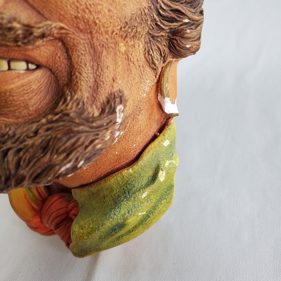 Bossons Chalkware Head Buccaneer Pirate with Parrot Vintage Wall Plaque 1964 - Picture 3 of 9